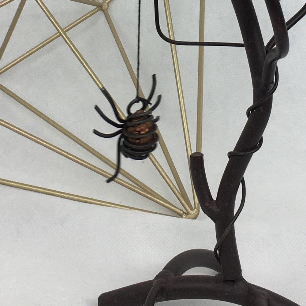 Frosted Glass Top Iron Base Spider & Web Lantern - Picture 8 of 8